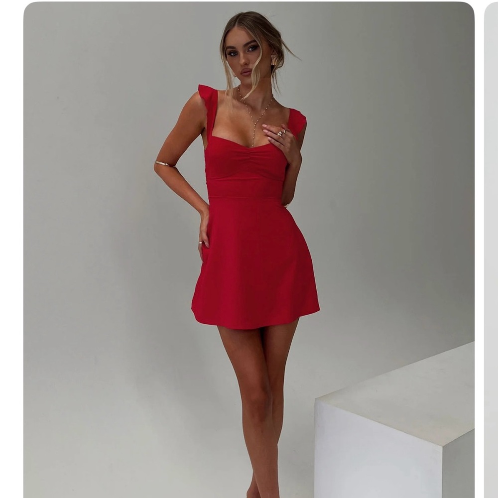 Princess Polly Red Halter A-Line Mini Dress